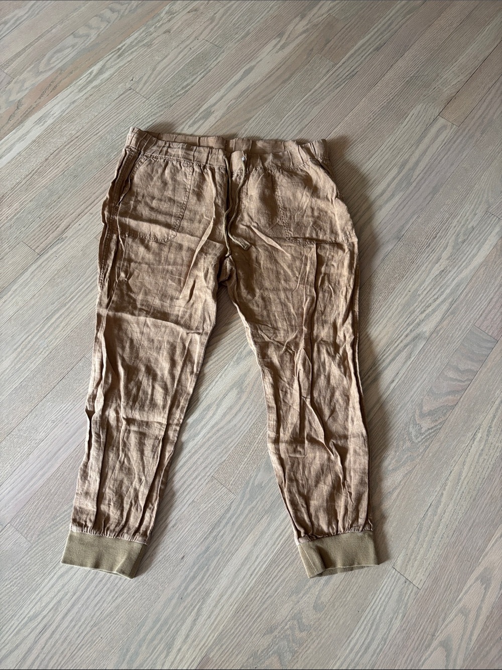 Caslon Women’s Tan Linen Lightweight Jogger Pants Size L